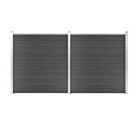 vidaXL Set Pannelli di Recinzione in WPC 353x186 cm Nero