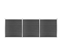 Set pannelli di recinzione in wpc 526x186 cm nero