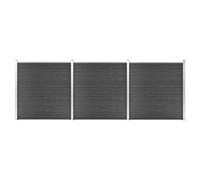 Set pannelli di recinzione in wpc 526x186 cm nero