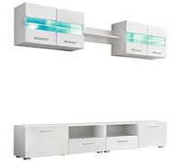 vidaXL Set Parete Attrezzata Porta TV Luci a LED 5 pz Bianco Lucido Espositore