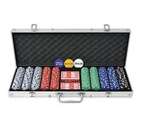 vidaXL Set per Gioco Poker 500 Chips Fiches Valigetta in Alluminio Gioco Carte