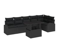 vidaXL Set di divani da Giardino da 7 Pezzi con Cuscini in Rattan Nero per Un Uso all'aperto Confortevole, Design stiloso per Patio e balconi, mobili da Patio, Divano modulare Resistente alle intempe