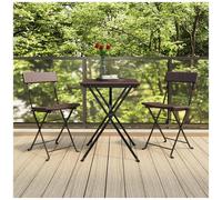 Set pieghevole da bistrò 3 pz marrone in polyrattan
