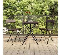 vidaXL Set Pieghevole da Bistrò 3 pz Marrone in Polyrattan
