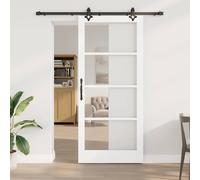 vidaXL Set porta scorrevole con hardware "ORKDAL" Bianco Legno Massello & Vetro