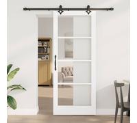 vidaXL Set Porta Scorrevole con Hardware 'ORKDAL'Bianco in Legno Massello e Vetro