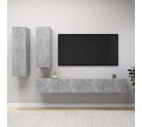 vidaXL Set Porta TV 4 pz Grigio Cemento in Truciolato
