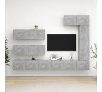 VIDAXL - Set Porta Tv 7 Pz Grigio Cemento In Truciolato