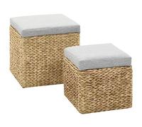 vidaXL Set Pouf 2 pz in Giunco Grigio