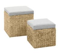 vidaXL Set Pouf 2 pz in Giunco Grigio