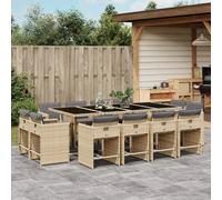 vidaXL Set Pranzo da Giardino 13 pz con Cuscini Beige Misto Polyrattan