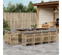 vidaXL Set Pranzo da Giardino 13 pz con Cuscini Beige Misto Polyrattan