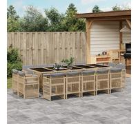 vidaXL Set Pranzo da Giardino 15 pz con Cuscini Beige Misto Polyrattan