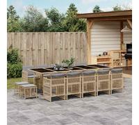 vidaXL Set Pranzo da Giardino 15 pz con Cuscini Beige Misto Polyrattan