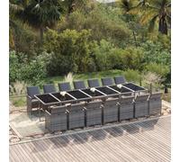 vidaXL Set Pranzo da Giardino 15 pz con Cuscini in Polyrattan Grigio
