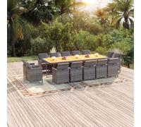 vidaXL Set Pranzo da Giardino 15 pz con Cuscini in Polyrattan Grigio