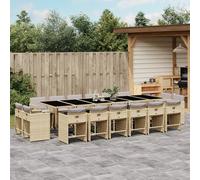 vidaXL Set Pranzo da Giardino 17 pz con Cuscini Beige Misto Polyrattan