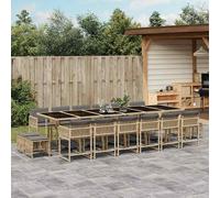 vidaXL Set Pranzo da Giardino 17 pz con Cuscini Beige Misto Polyrattan