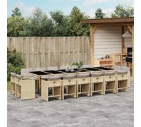 SET TAVOLO E SEDIE VIDAXL 17 pz con Cuscini Beige Misto Polyrattan - 3211248