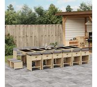 vidaXL Set Pranzo da Giardino 17 pz con Cuscini Beige Misto Polyrattan