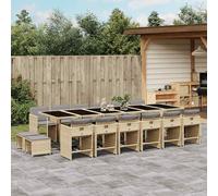 vidaXL Set Pranzo da Giardino 17 pz con Cuscini Beige Misto Polyrattan