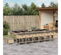 vidaXL Set Pranzo da Giardino 17 pz con Cuscini Beige Misto Polyrattan