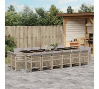 vidaXL Set Pranzo da Giardino 17 pz con Cuscini Beige Misto Polyrattan