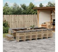 vidaXL Set Pranzo da Giardino 17 pz con Cuscini Beige Misto Polyrattan
