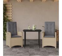 Set Pranzo da Giardino 3 pz con Cuscini Beige Misto Polyrattan
