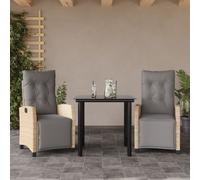 vidaXL Set Pranzo da Giardino 3 pz con Cuscini Beige Misto Polyrattan