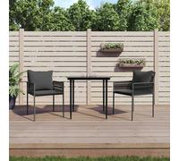 vidaXL Set Pranzo da Giardino 3pz con Cuscini in Polyrattan e Acciaio