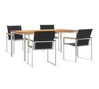 vidaXL Set da Pranzo da Giardino 5 Pezzi in Legno Massiccio di Acacia, Tavolo da Pranzo Esterno 180x90x75 cm in Legno Massiccio di Acacia