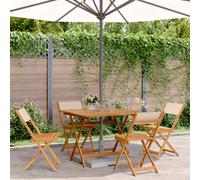vidaXL Set Pranzo da Giardino 5 pz Beige in Tessuto e Legno Massello
