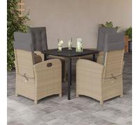 vidaXL Set Pranzo da Giardino 5 pz con Cuscini Beige Misto Polyrattan