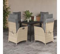 vidaXL Set Pranzo da Giardino 5 pz con Cuscini Beige Misto Polyrattan