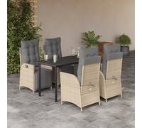 vidaXL Set Pranzo da Giardino 5 pz con Cuscini Beige Misto Polyrattan