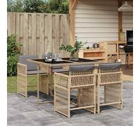 vidaXL Set Pranzo da Giardino 5 pz con Cuscini Beige Misto Polyrattan