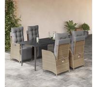vidaXL Set Pranzo da Giardino 5 pz con Cuscini Beige Misto Polyrattan