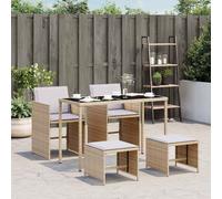 vidaXL Set Pranzo da Giardino 5 pz con Cuscini Beige Misto Polyrattan