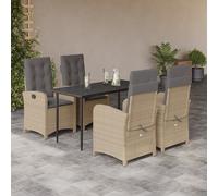 vidaXL Set Pranzo da Giardino 5 pz con Cuscini Beige Misto Polyrattan