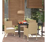 vidaXL Set Pranzo da Giardino 5 pz con Cuscini in Polyrattan Beige