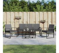 vidaXL Set Pranzo da Giardino 5 pz con Cuscini PP Rattan Grigio Scuro