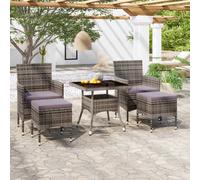 vidaXL Set Pranzo da Giardino 5 pz Polyrattan e Vetro Temperato Grigio