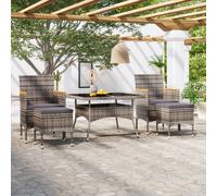 vidaXL Set Pranzo da Giardino 5 pz Polyrattan e Vetro Temperato Grigio
