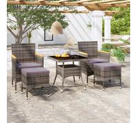 vidaXL Set Pranzo da Giardino 5 pz Polyrattan e Vetro Temperato Grigio