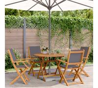 Set Pranzo da Giardino 5pz Antracite Tessuto e Legno Massello