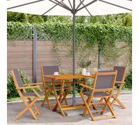 Set Pranzo da Giardino 5pz Antracite Tessuto e Legno Massello