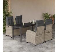 vidaXL Set Pranzo da Giardino 5pz con Cuscini Grigio Chiaro Polyrattan