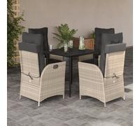 vidaXL Set Pranzo da Giardino 5pz con Cuscini Grigio Chiaro Polyrattan