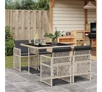vidaXL Set Pranzo da Giardino 5pz con Cuscini Grigio Chiaro Polyrattan